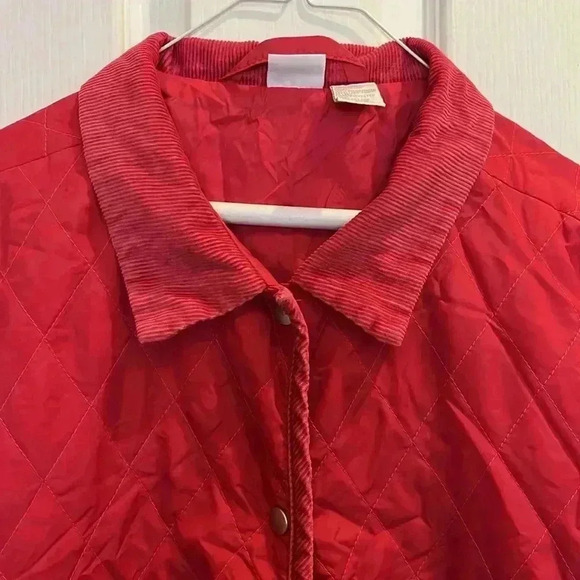 Cherokee Barn Jacket Red Quilted Corduroy Lightweight Chore Coat Womens Sz XL - Picture 2 of 12